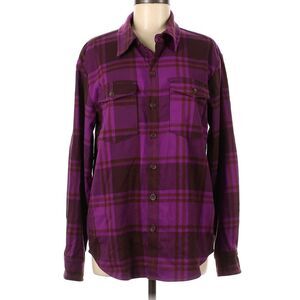 Good American Womens Size 7 XXXL Plum Plaid Flannel Button Up Shacket NEW